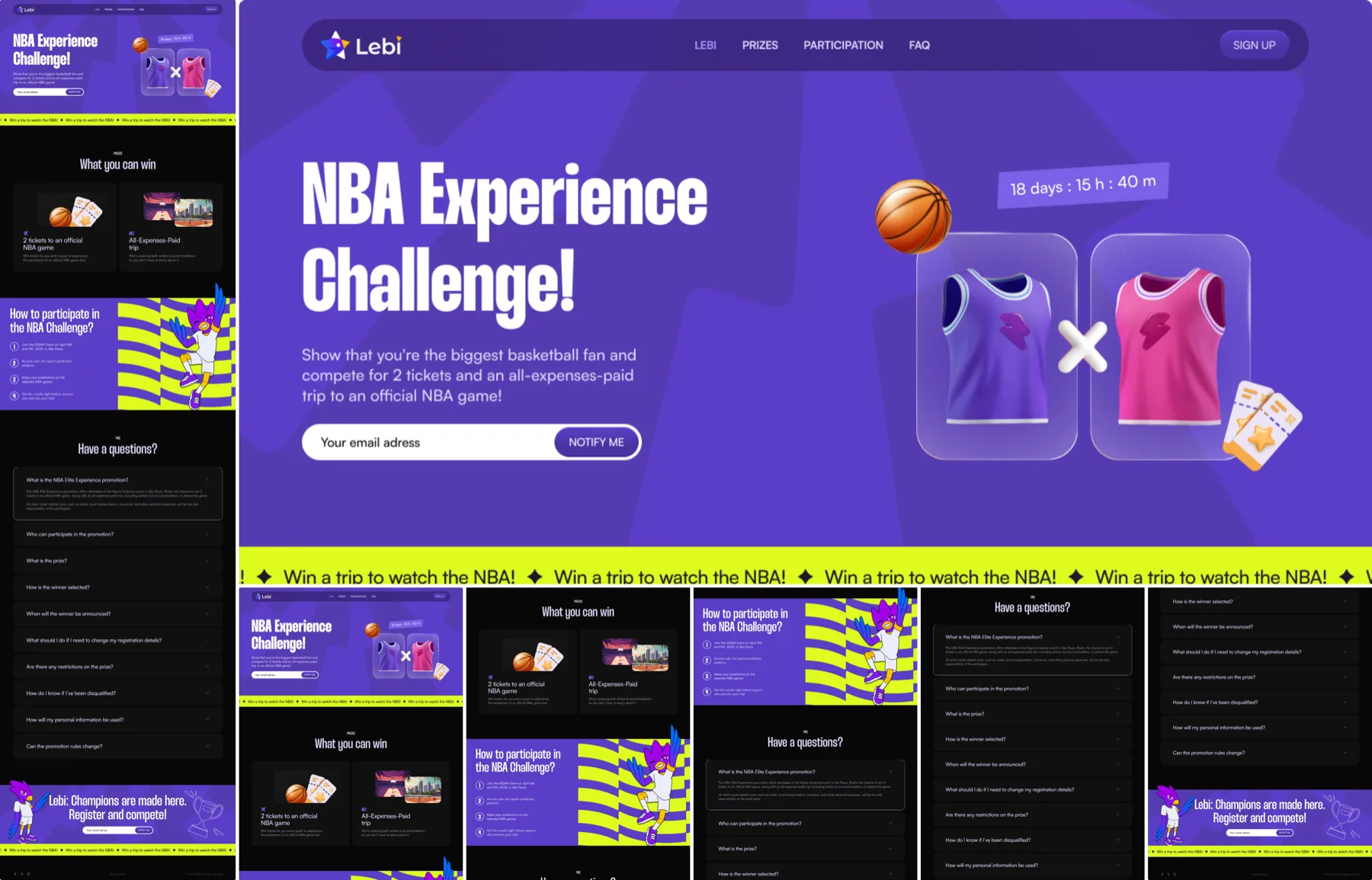 A Lebi landing page built from the app's own component library